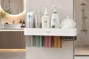 Ecoco toothbrush holder with toothbrushes in slots
