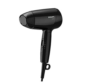Philips BHC010/13 1200W compact foldable hair dryer with concentrator nozzle attachment shown in black sleek design Philips BHC010/13 1200W Compact Hair Dryer Umar Electronic Store