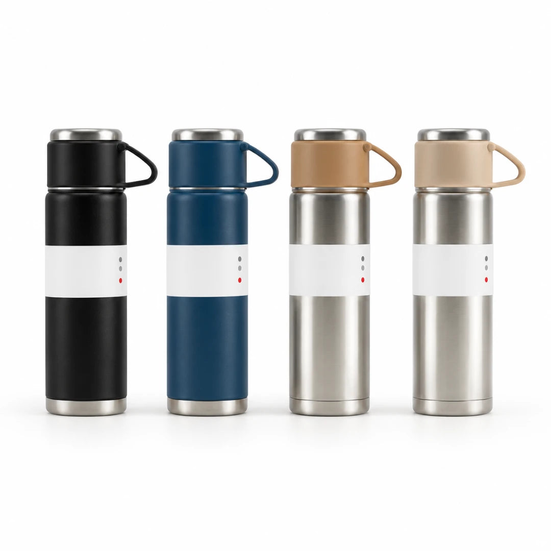 500ml Stainless Steel Vacuum Flask Set With 2 Cups