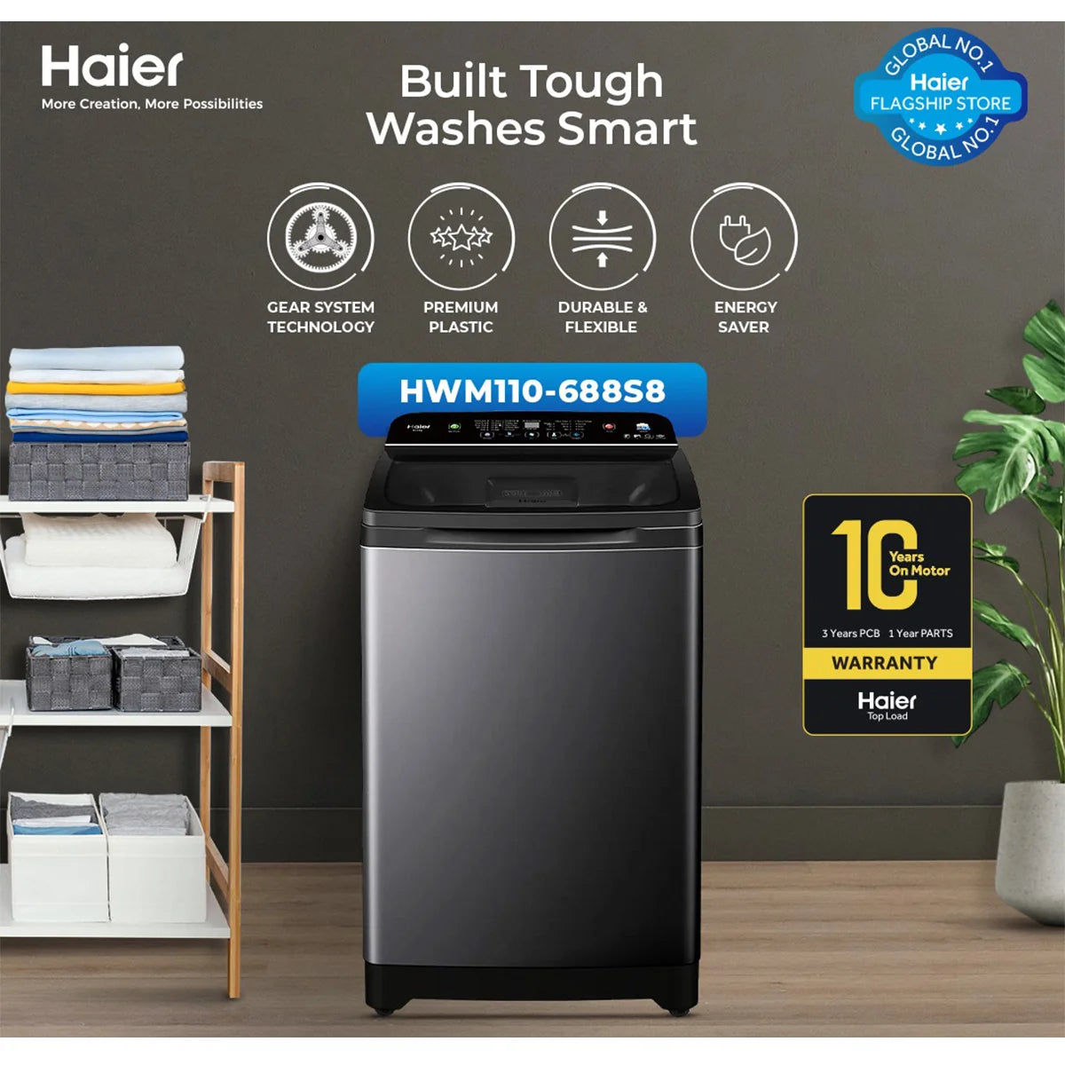 HAIER HWM-110-688S8 AUTOMATIC WASHING MACHINE