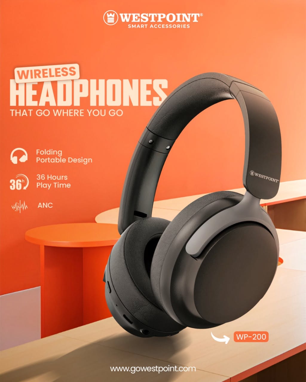 WP 200 WIRELESS HEADPHONE WESTPOINT.