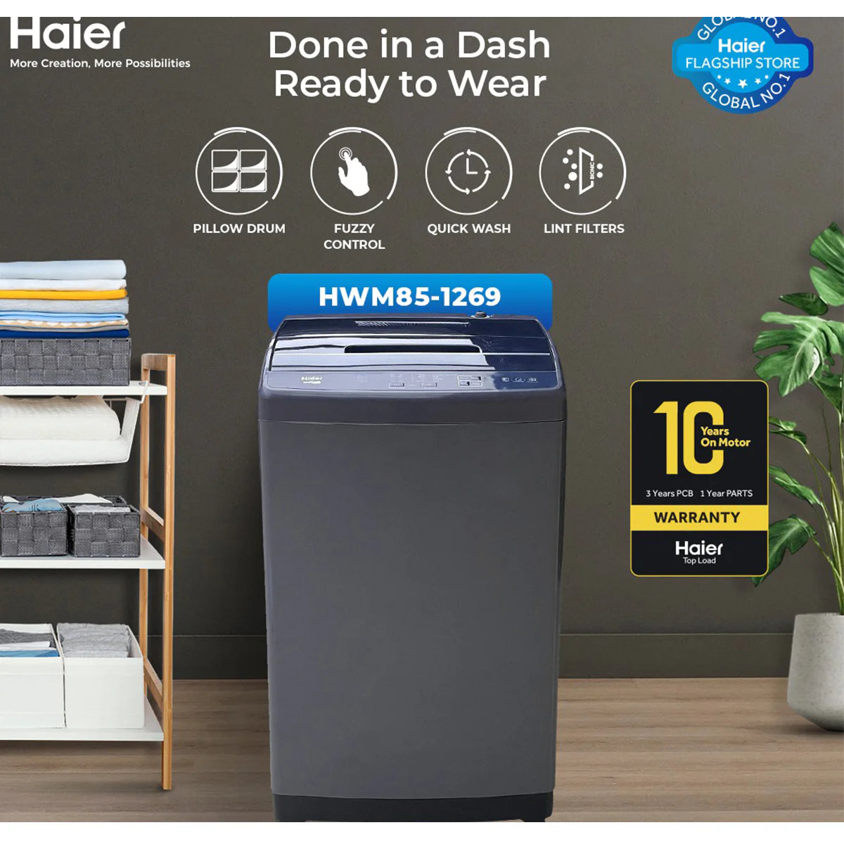 HAIER HWM 85-1269S6 AUTOMATIC WASHING MACHINE
