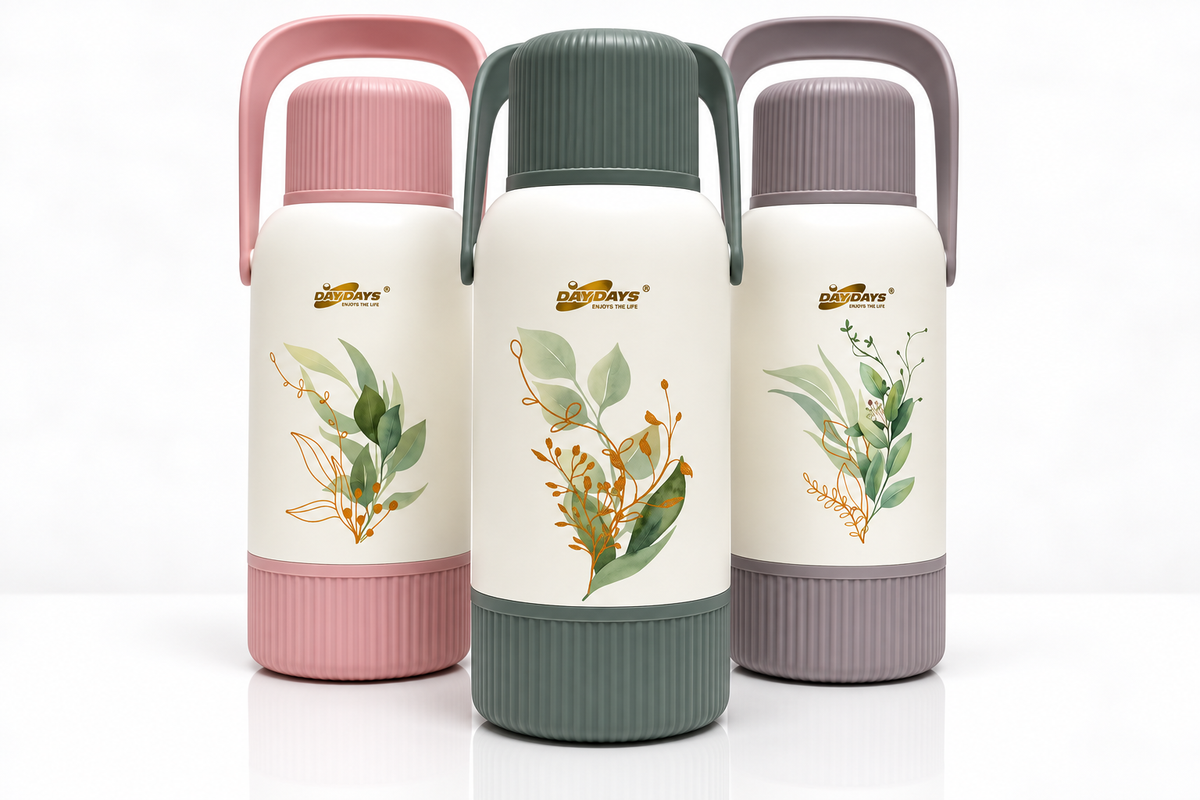 DayDays 4015 Botanical Travel Thermos with Handle and Cup DayDays 4015 Botanical Travel Thermos with Handle and Cup Umar Electronic Store