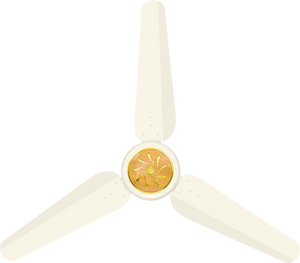 A three-blade ceiling fan with off-white blades and a circular gold-toned center hub, shown against a plain white background. Khurshid Icon 56" AC/DC Inverter Ceiling Fan 50W Umar Electronic Store
