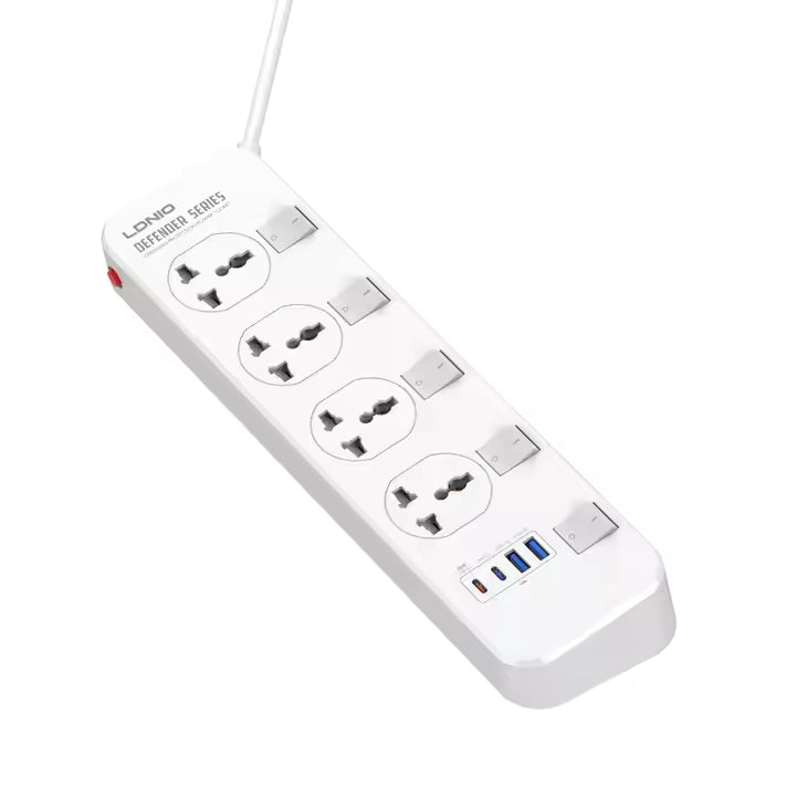 LDNIO SC4408C 4-Socket Extension Board with 4 USB Ports