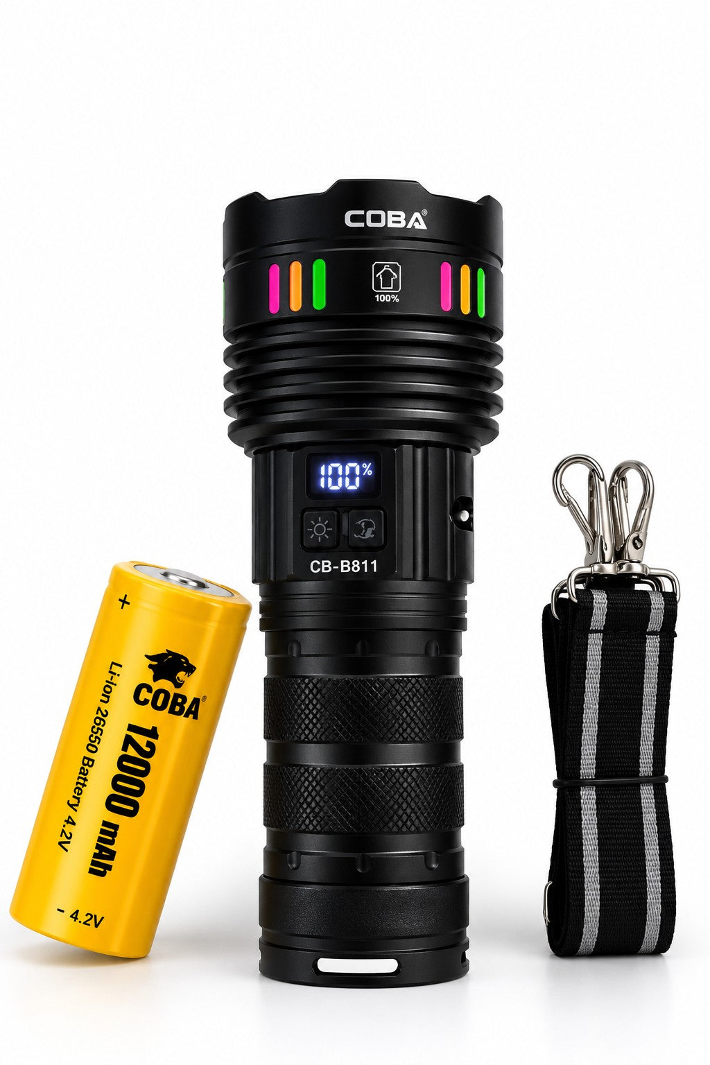 CB-B811 COBA tactical flashlight kit with battery and strap