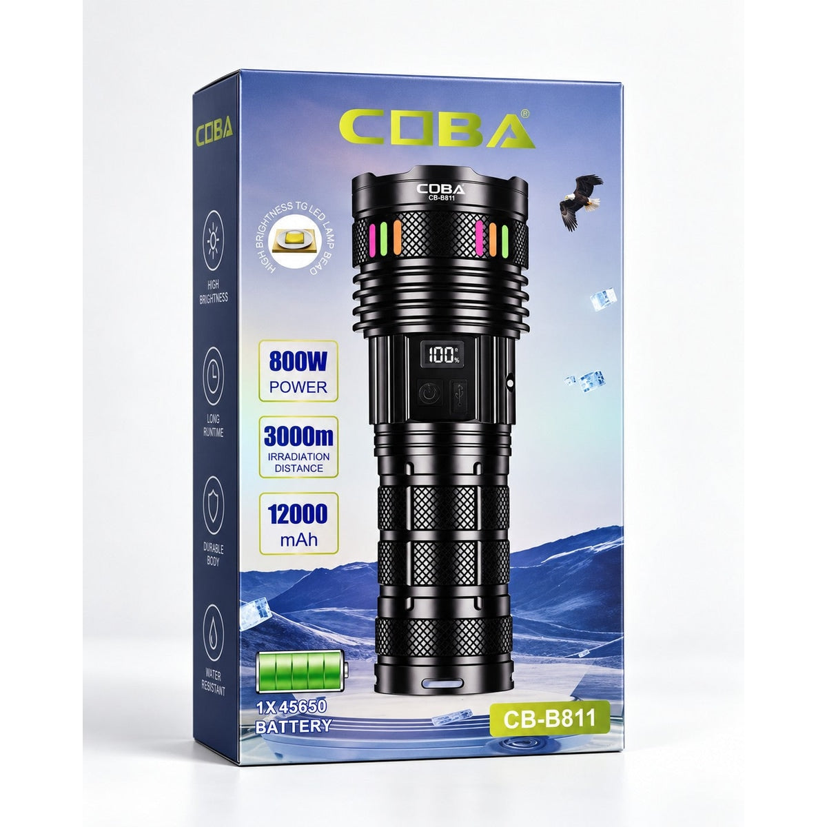Umar Electronic Store CB-B811 COBA 800W Rechargeable Tactical LED Flashlight