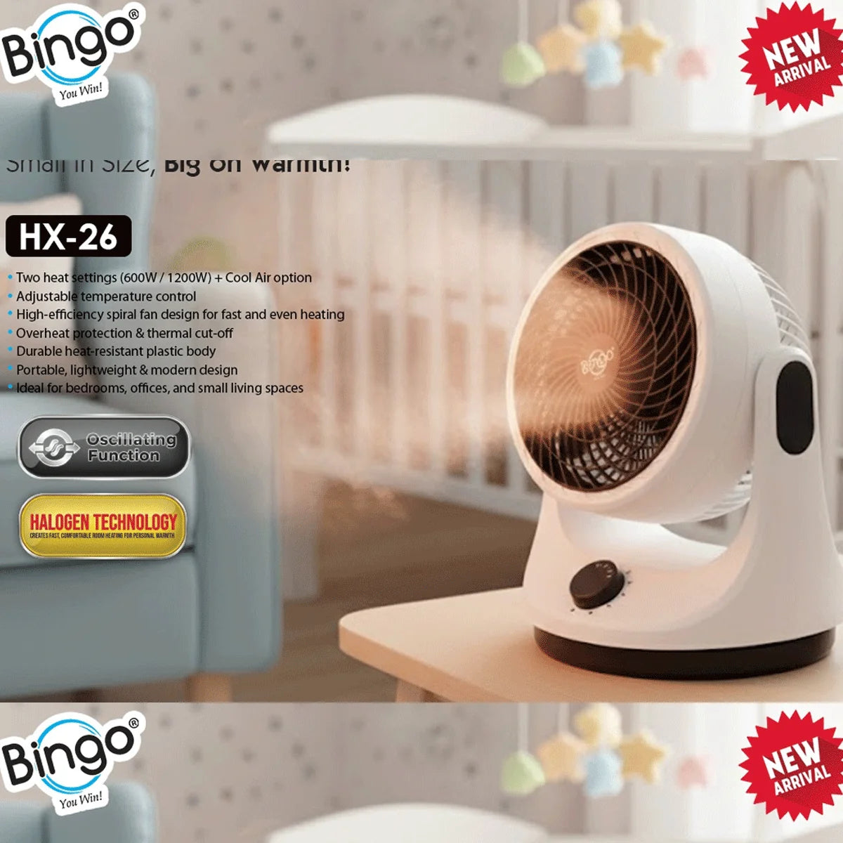BGI-HX26 DRUMSTONE FAN HEATER BINGO