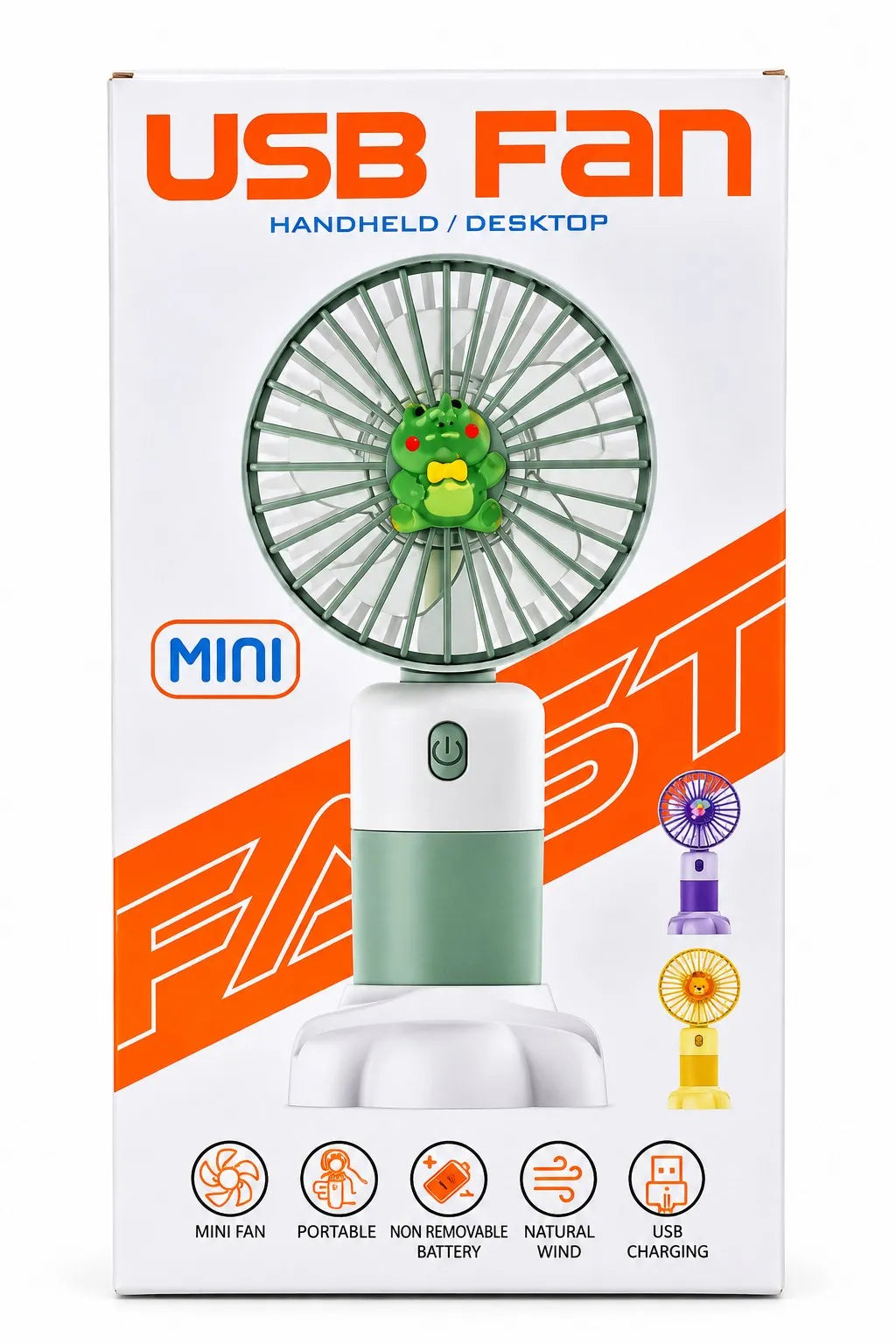 UURF001 mini USB handheld desktop fan box, front