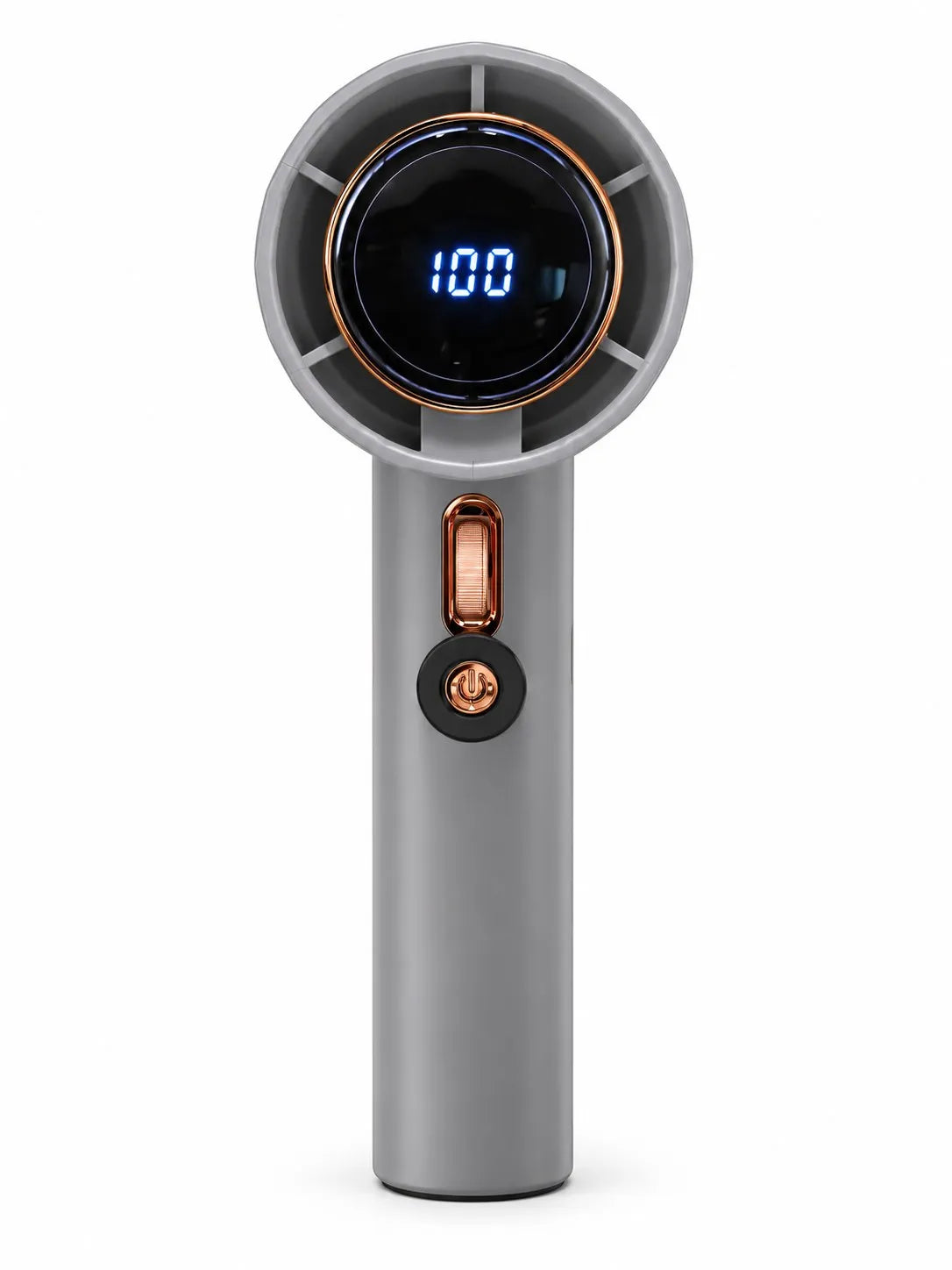 NIKO GS5 turbo handheld fan in grey, front view with LED display